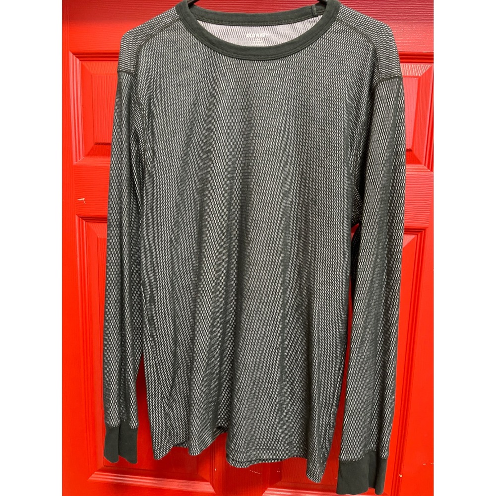 Old Navy Mens L Tall Thermal Shirt Long Sleeve Soft Washed Gray Waffle Knit Crew